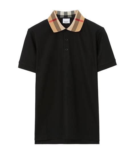 burberry check collar polo shirt mens|Check Collar Cotton Polo Shirt in Black .